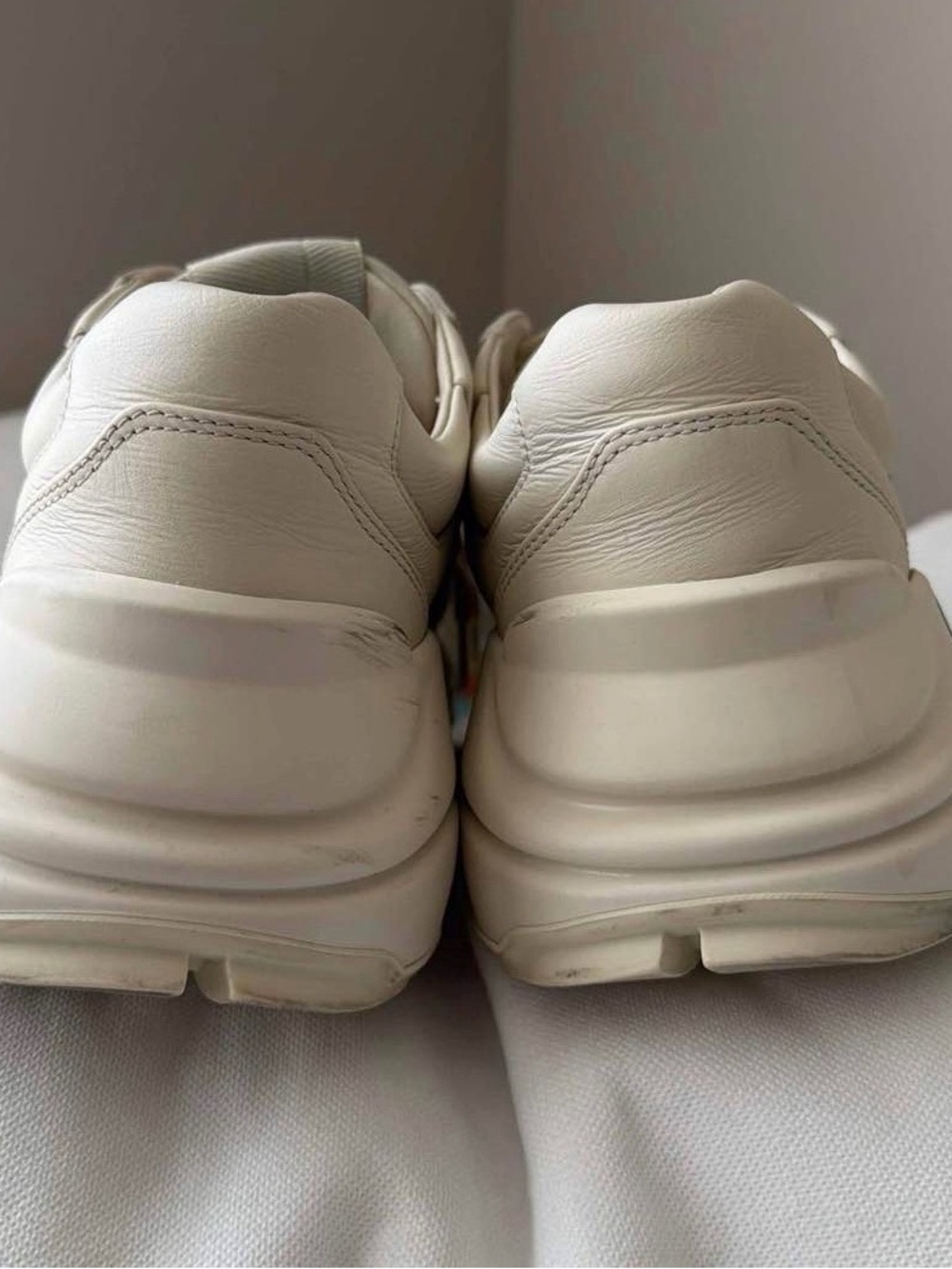 Gucci Cream Leather Chunky Sneakers with Red & Green Stripe - Picture 5 of 10